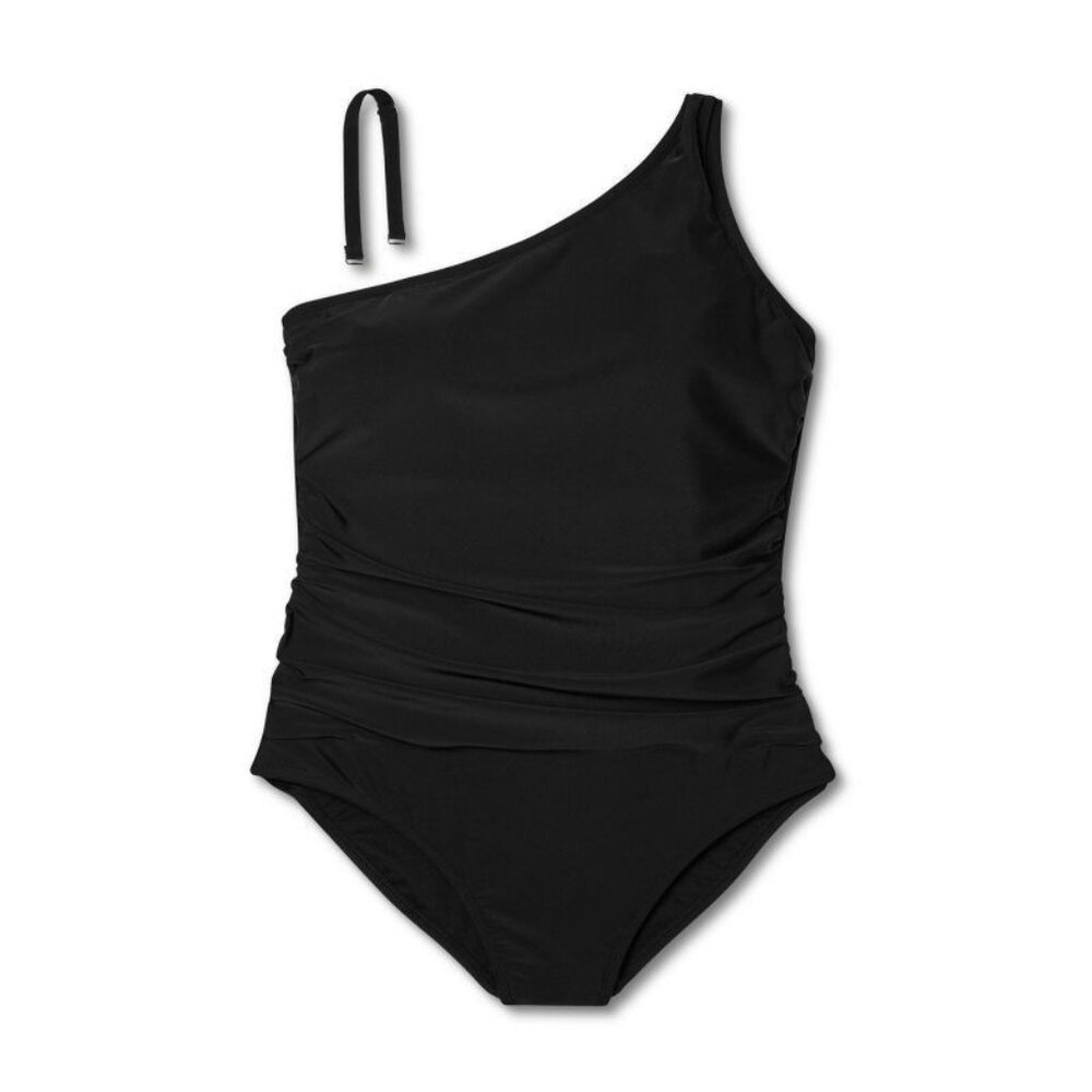 NWT Women's Tummy Control One Shoulder Ruched Full Coverage One Piece Swimsuit -